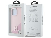 Capa MagSafe Karl Lagerfeld Silicone Shadow Metal Initial para iPhone 15 Pro Max Rosa