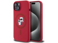 Karl Lagerfeld Silicone Karl&Choupette Heads Ring MagSafe iPhone 15 Case - Red Karl Lagerfeld Silicone Karl&Choupette Heads Ring MagSafe iPhone 15 Case - Red