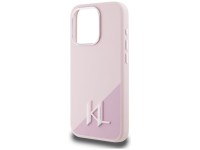 Capa MagSafe Karl Lagerfeld Silicone Shadow Metal Initial para iPhone 15 Pro Max Rosa
