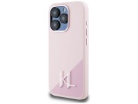 Capa MagSafe Karl Lagerfeld Silicone Shadow Metal Initial para iPhone 15 Pro Max Rosa