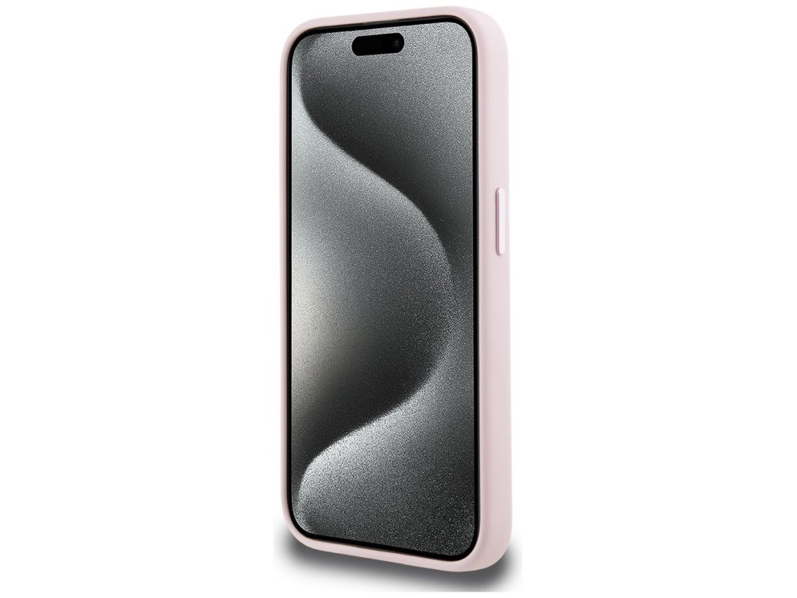 Capa MagSafe Karl Lagerfeld Silicone Shadow Metal Initial para iPhone 15 Pro Rosa