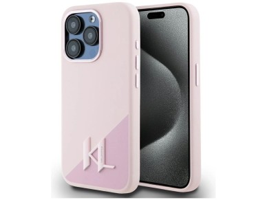 Karl Lagerfeld Silicone Shadow Metal Initial MagSafe Case for iPhone 15 Pro Pink Karl Lagerfeld Silicone Shadow Metal Initial MagSafe Case for iPhone 15 Pro Pink