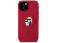 Karl Lagerfeld Silicone Karl&Choupette Heads Ring MagSafe iPhone 15 Case - Red Karl Lagerfeld Silicone Karl&Choupette Heads Ring MagSafe iPhone 15 Case - Red