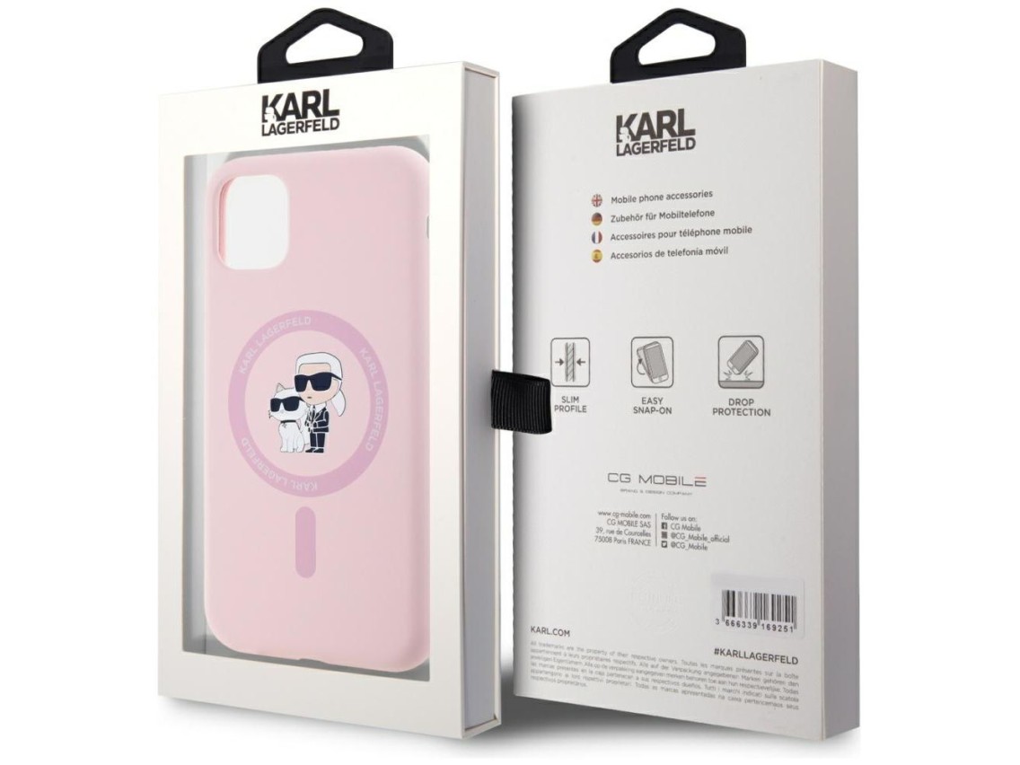 Funda de silicona Karl&Choupette MagSafe para iPhone 11 de Karl Lagerfeld - Rosa