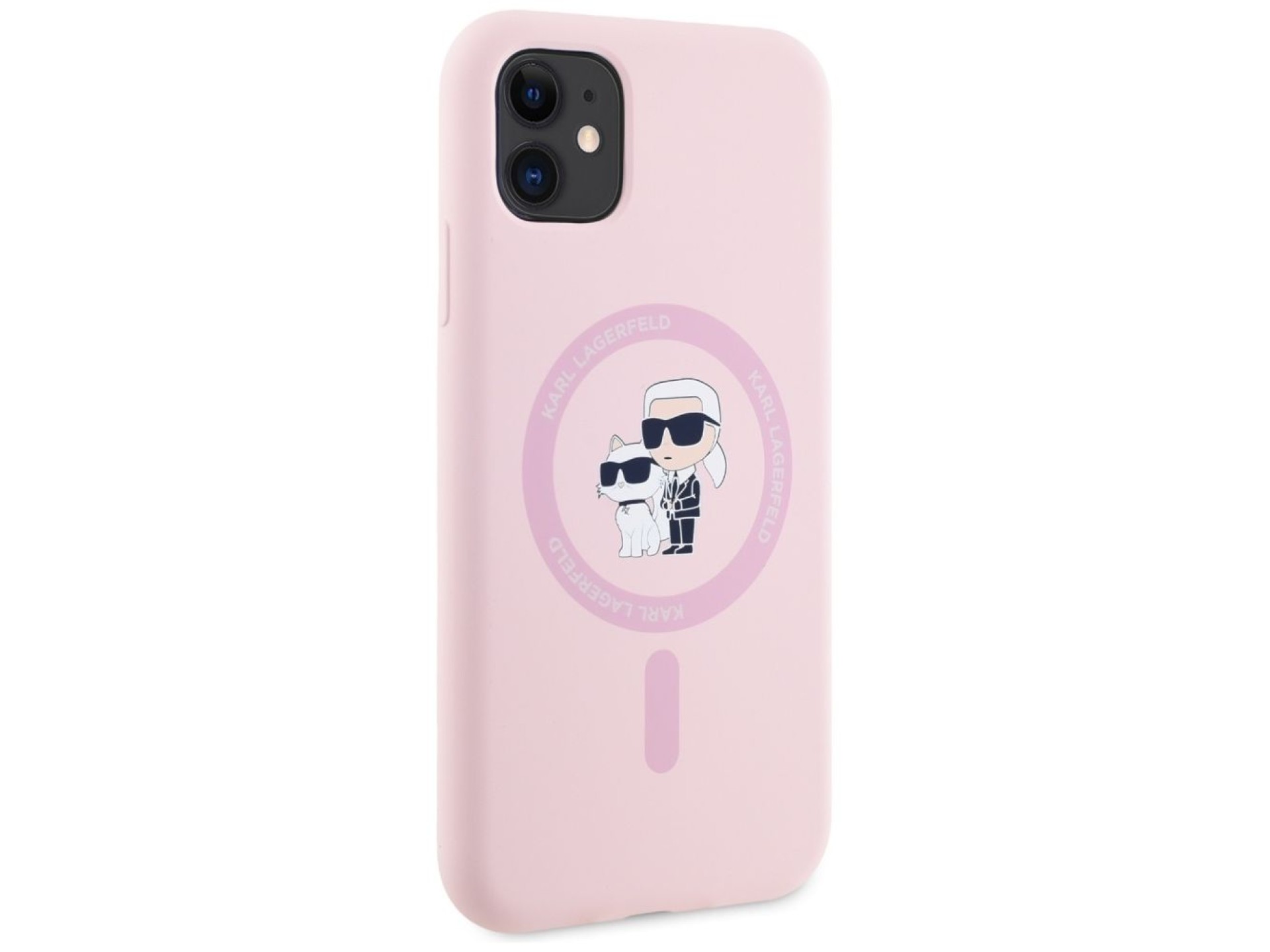 Funda de silicona Karl&Choupette MagSafe para iPhone 11 de Karl Lagerfeld - Rosa