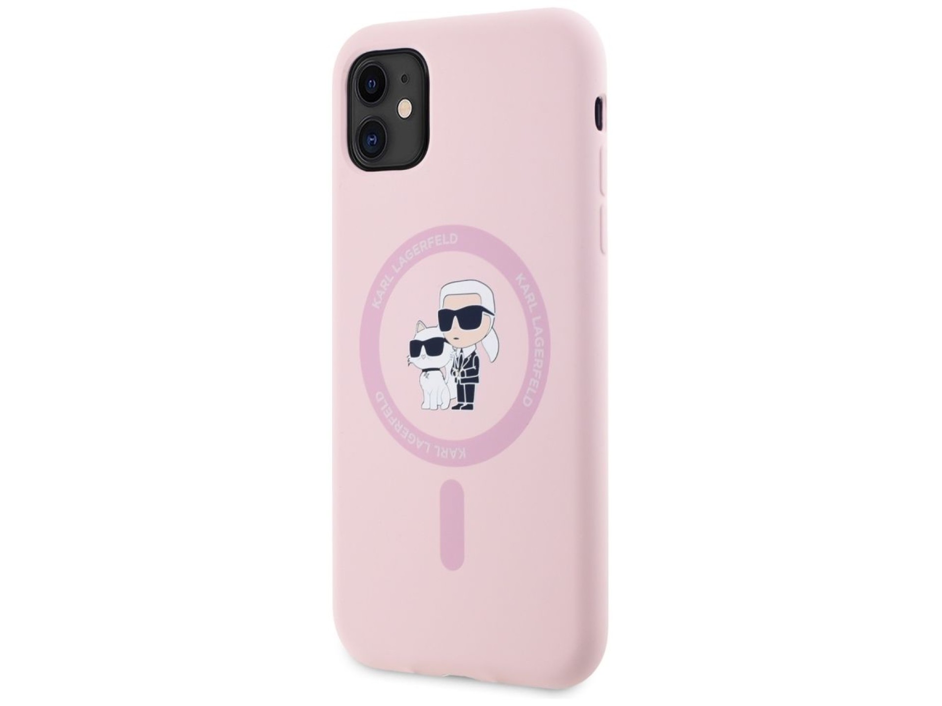 Funda de silicona Karl&Choupette MagSafe para iPhone 11 de Karl Lagerfeld - Rosa