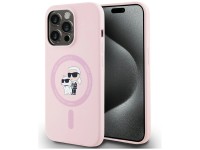 Capa de silicone Karl Lagerfeld Karl&Choupette MagSafe para iPhone 14 Pro Max - Rosa
