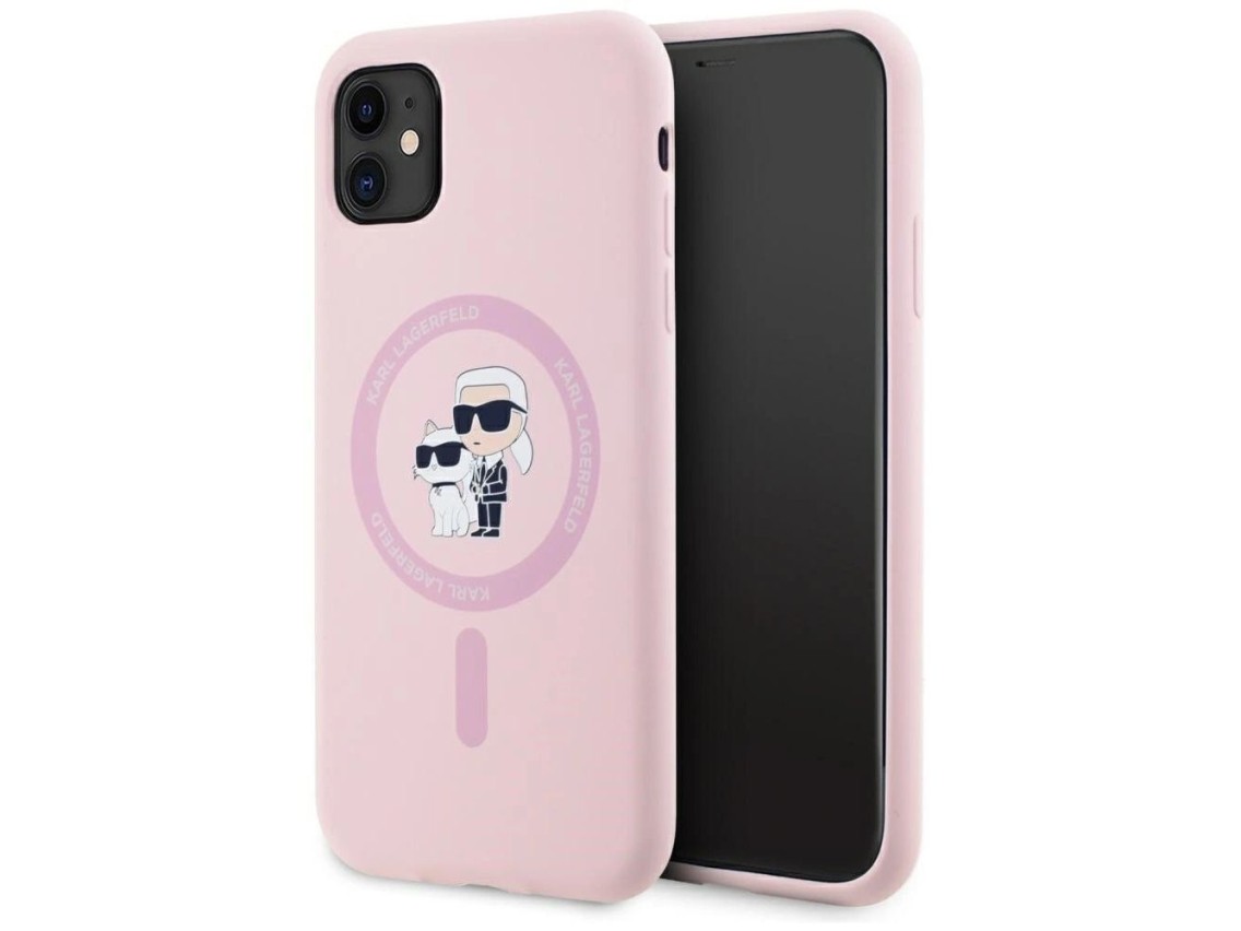 Funda de silicona Karl&Choupette MagSafe para iPhone 11 de Karl Lagerfeld - Rosa