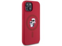 Karl Lagerfeld Silicone Karl&Choupette Heads Ring MagSafe iPhone 15 Case - Red Karl Lagerfeld Silicone Karl&Choupette Heads Ring MagSafe iPhone 15 Case - Red