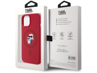 Karl Lagerfeld Silicone Karl&Choupette Heads Ring MagSafe iPhone 15 Case - Red Karl Lagerfeld Silicone Karl&Choupette Heads Ring MagSafe iPhone 15 Case - Red