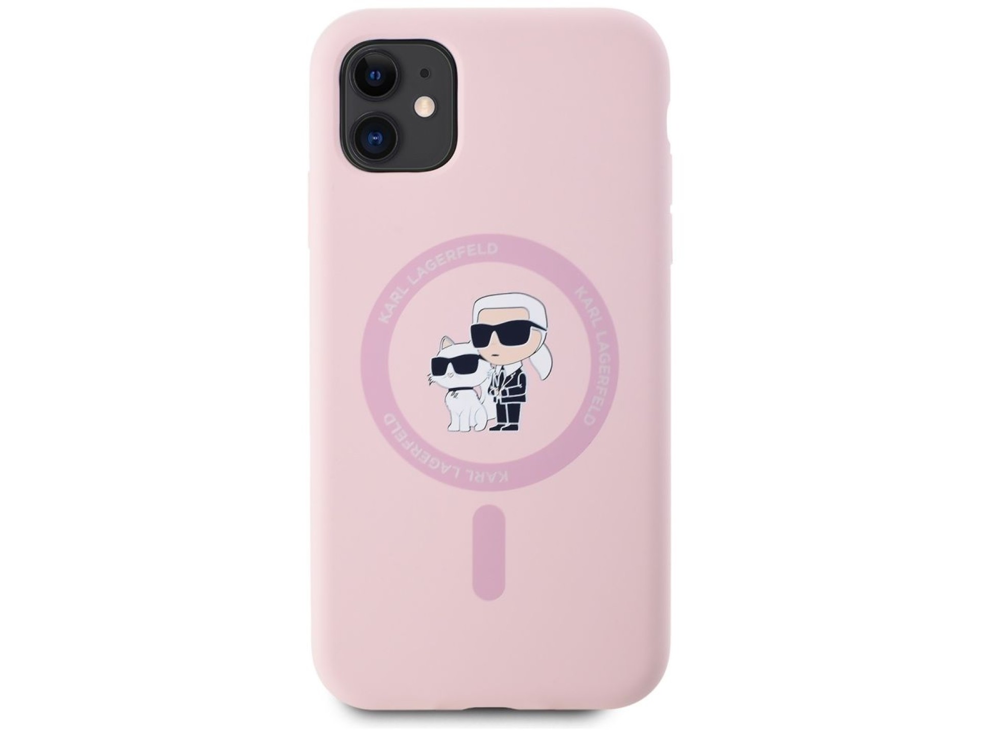 Funda de silicona Karl&Choupette MagSafe para iPhone 11 de Karl Lagerfeld - Rosa