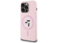 Capa de silicone Karl Lagerfeld Karl&Choupette MagSafe para iPhone 14 Pro Max - Rosa