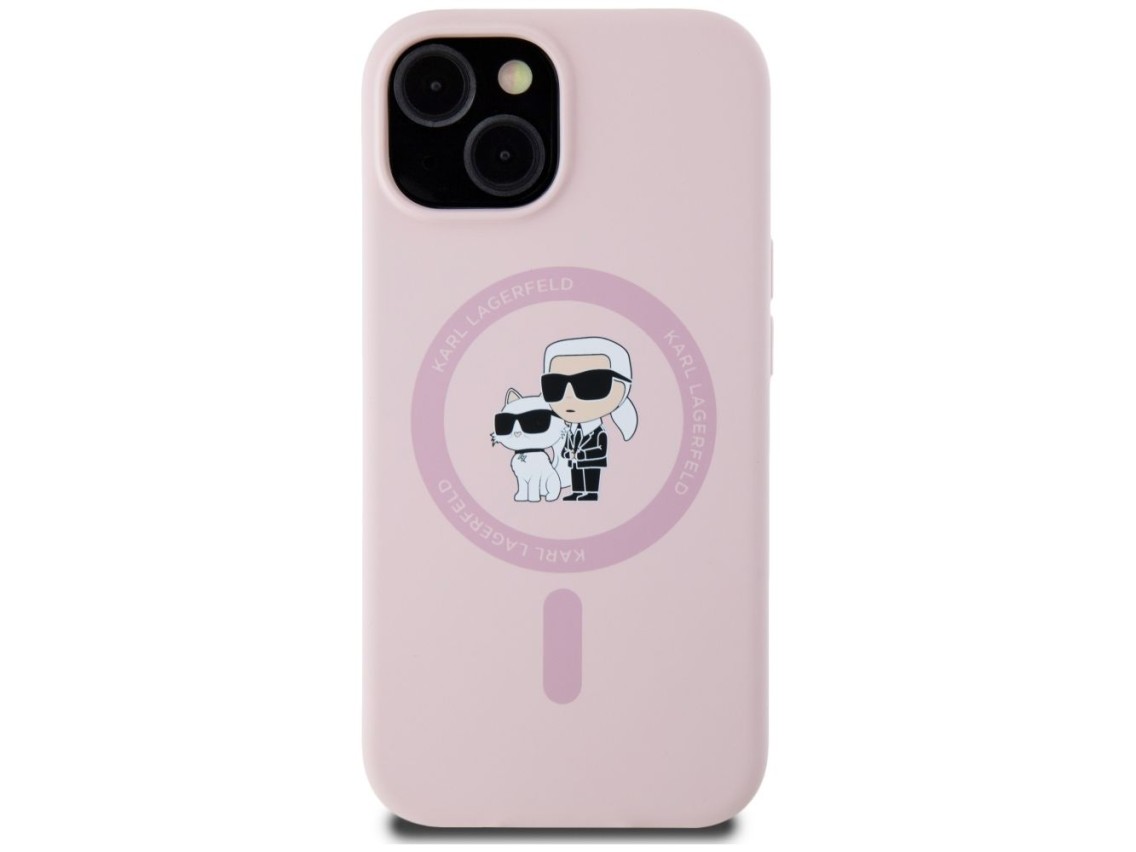 Karl Lagerfeld Silicone Karl&Choupette MagSafe iPhone 15 Case - Pink