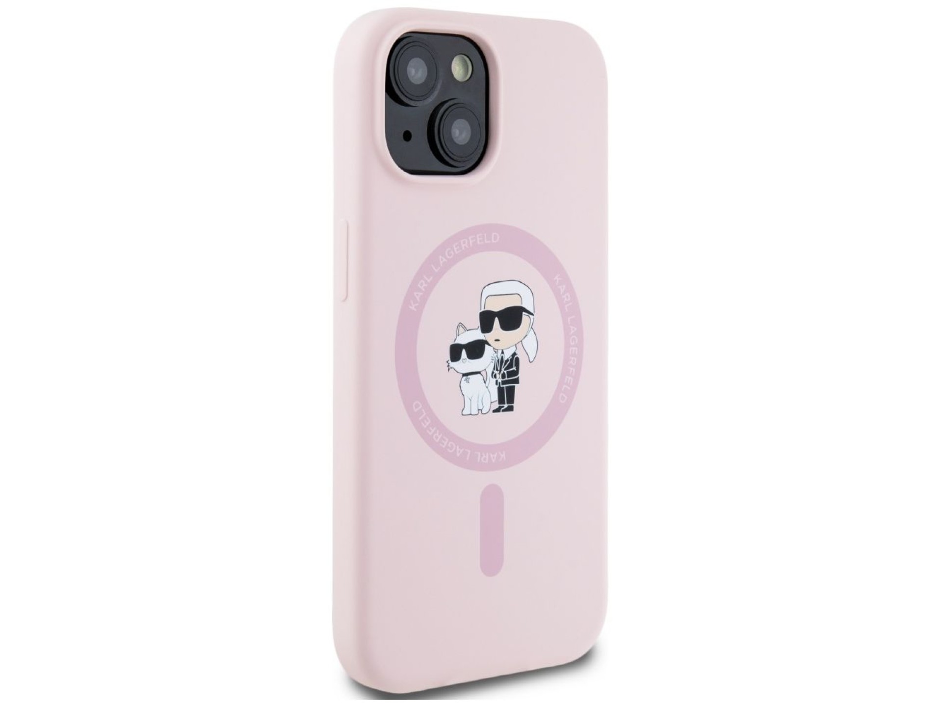 Karl Lagerfeld Silicone Karl&Choupette MagSafe iPhone 15 Case - Pink