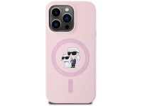 Capa de silicone Karl Lagerfeld Karl&Choupette MagSafe para iPhone 14 Pro Max - Rosa