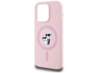 Capa de silicone Karl Lagerfeld Karl&Choupette MagSafe para iPhone 14 Pro Max - Rosa