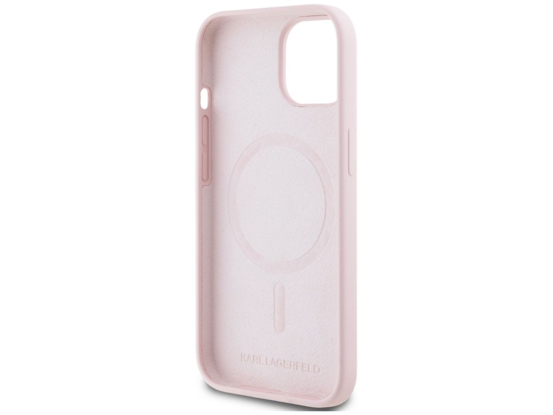 Karl Lagerfeld Silicone Karl&Choupette MagSafe iPhone 15 Case - Pink