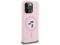 Capa de silicone Karl Lagerfeld Karl&Choupette MagSafe para iPhone 14 Pro Max - Rosa