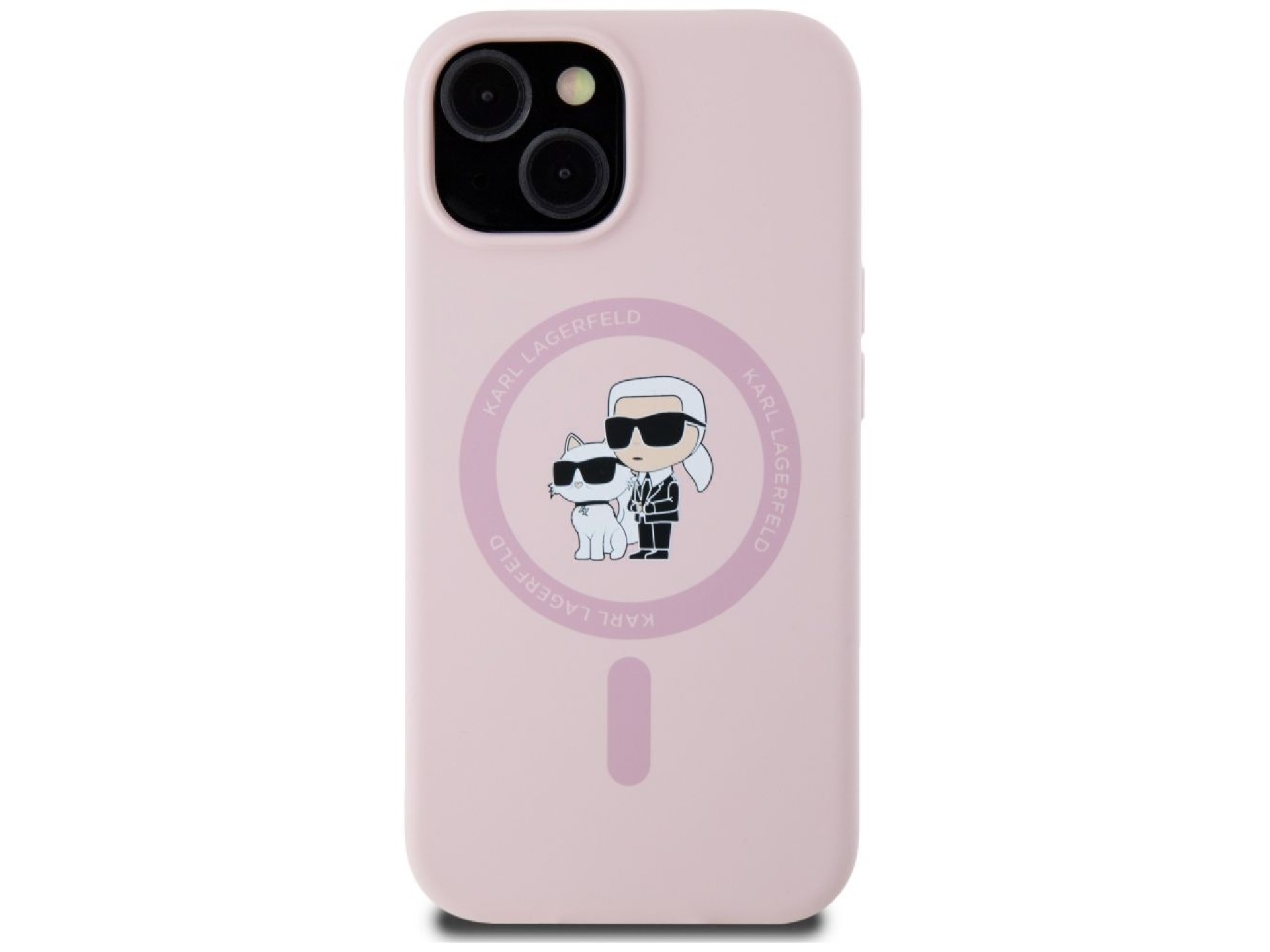 Karl Lagerfeld Silicone Karl&Choupette MagSafe iPhone 15 Case - Pink
