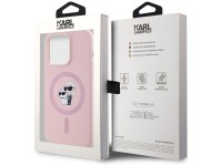 Capa de silicone Karl Lagerfeld Karl&Choupette MagSafe para iPhone 14 Pro Max - Rosa