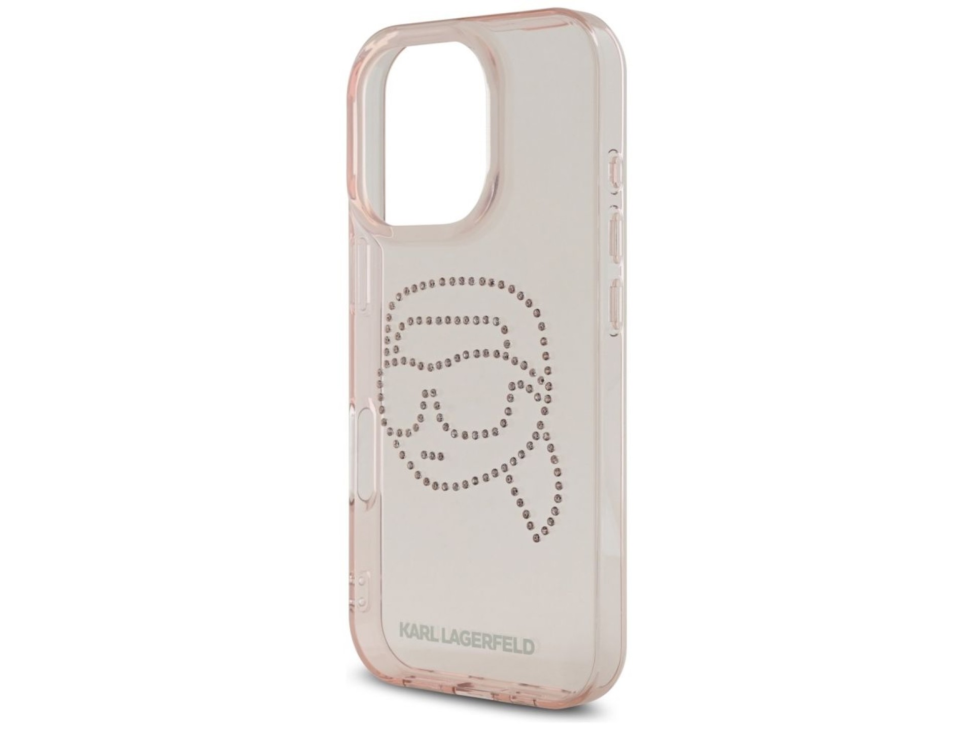 Karl Lagerfeld IML Rhinestones Karl Head Case for iPhone 16 Pro Pink