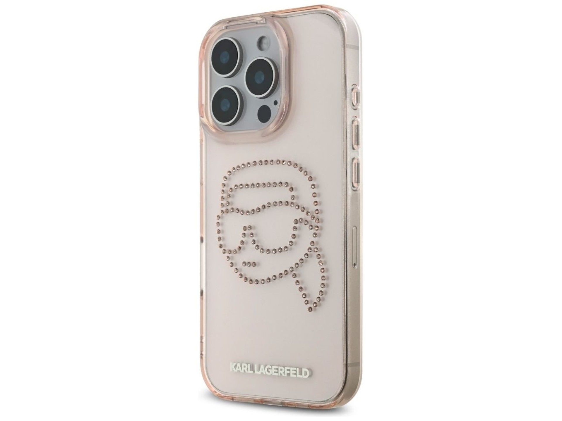 Karl Lagerfeld IML Rhinestones Karl Head Case for iPhone 16 Pro Pink