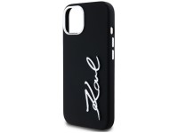 Karl Lagerfeld Silicone Metal Script Logo iPhone 15 Case - Black