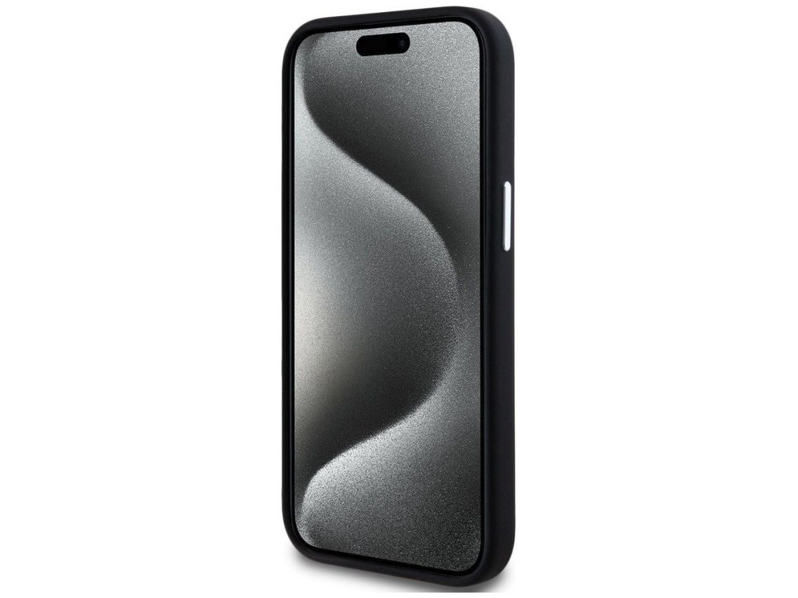 Karl Lagerfeld Silicone Metal Script Logo iPhone 15 Case - Black