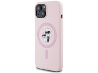 Capa Karl Lagerfeld de silicone Karl&Choupette MagSafe para iPhone 15 Plus - Rosa Capa Karl Lagerfeld de silicone Karl&Choupette MagSafe para iPhone 15 Plus - Rosa