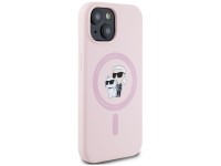 Capa Karl Lagerfeld de silicone Karl&Choupette MagSafe para iPhone 15 Plus - Rosa Capa Karl Lagerfeld de silicone Karl&Choupette MagSafe para iPhone 15 Plus - Rosa