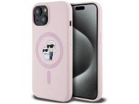 Capa Karl Lagerfeld de silicone Karl&Choupette MagSafe para iPhone 15 Plus - Rosa Capa Karl Lagerfeld de silicone Karl&Choupette MagSafe para iPhone 15 Plus - Rosa