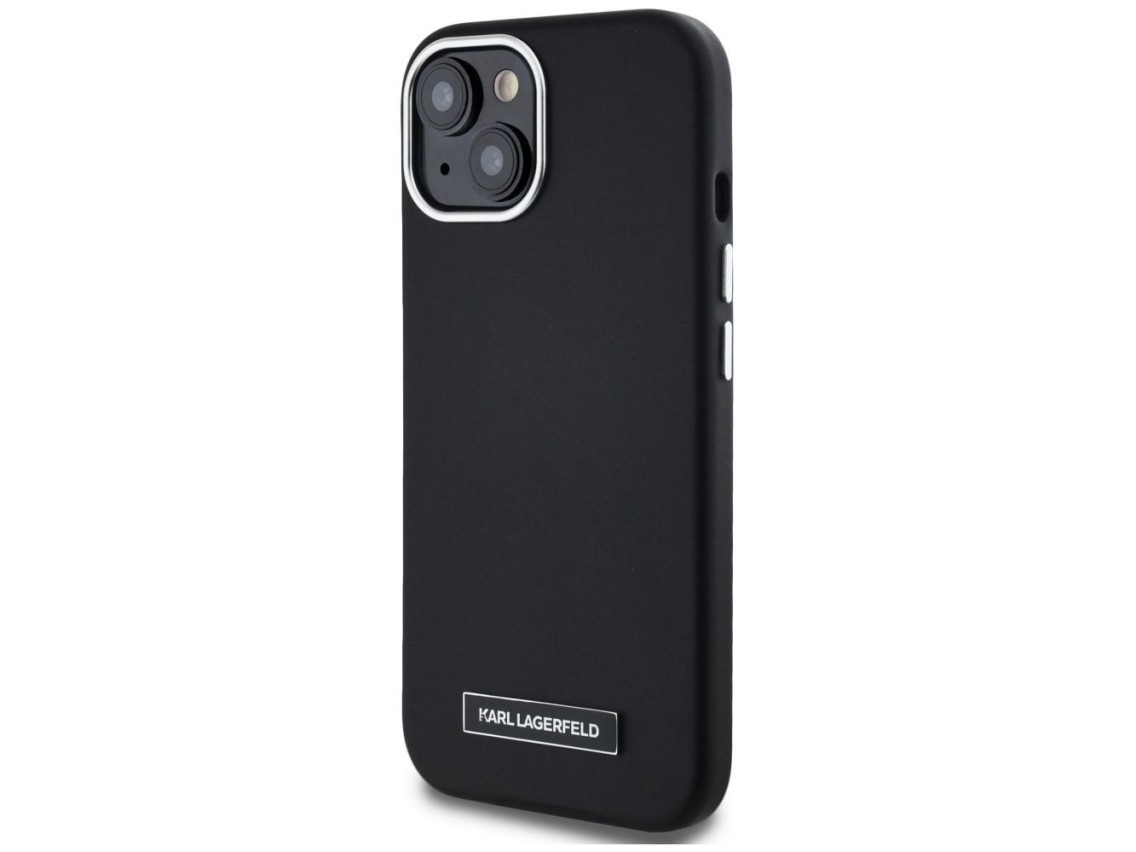 Capa MagSafe Karl Lagerfeld FW com placa de metal para iPhone 15 - Preta