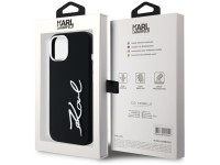 Karl Lagerfeld Silicone Metal Script Logo iPhone 15 Case - Black