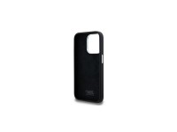 Capa para iPhone 15 Pro Max com logotipo Karl Lagerfeld em silicone e metal - Preta