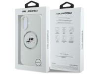 Capa MagSafe Karl Lagerfeld Silicone Double Heads And Circle para iPhone 16 bege Capa MagSafe Karl Lagerfeld Silicone Double Heads And Circle para iPhone 16 bege