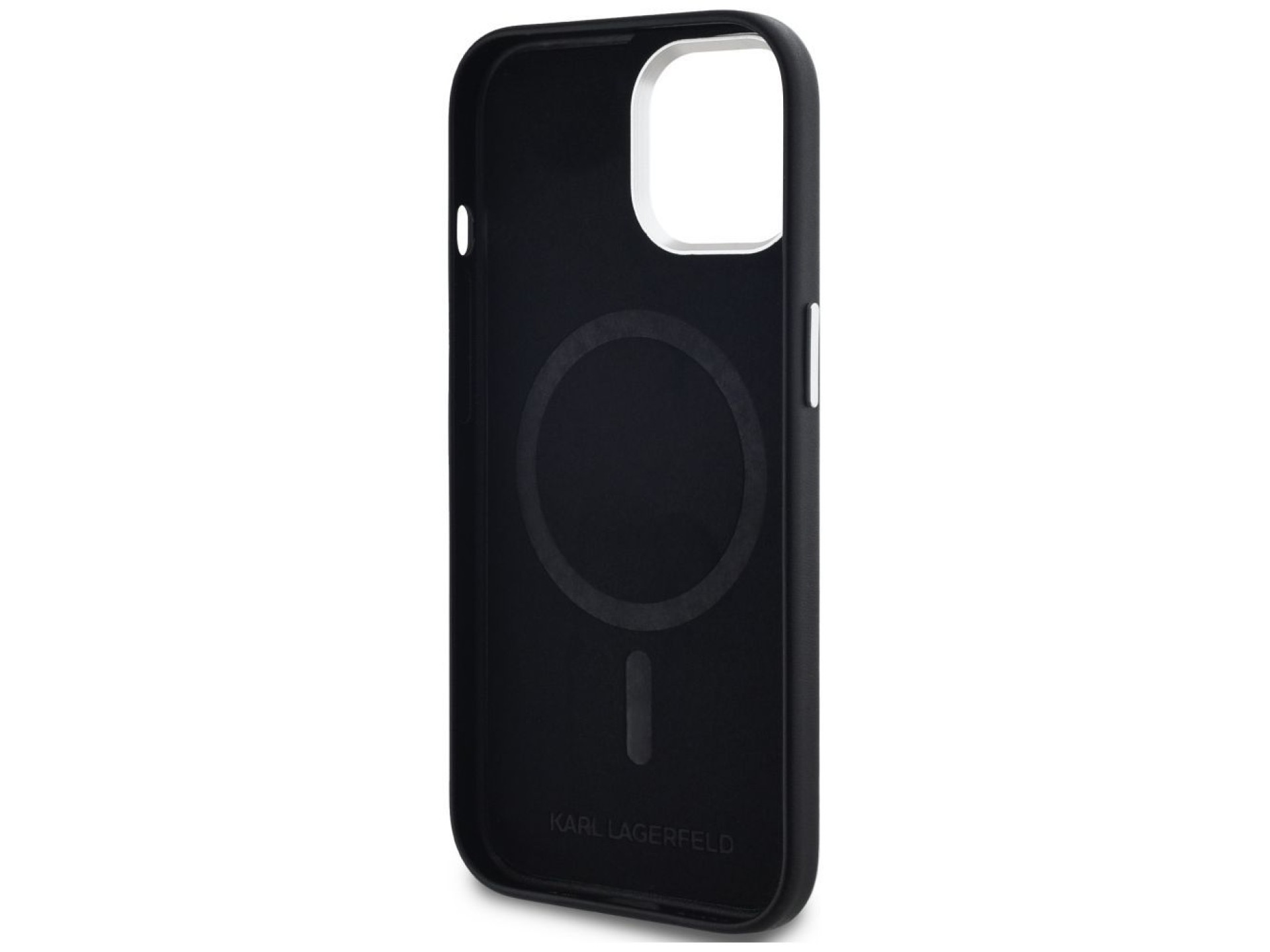 Capa MagSafe Karl Lagerfeld FW com placa de metal para iPhone 15 - Preta