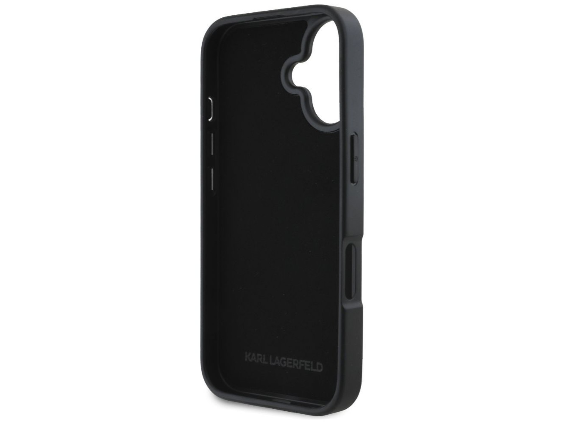 Karl Lagerfeld HC Grained PU Cardslot Metal Elong iPhone 16 Case - Black