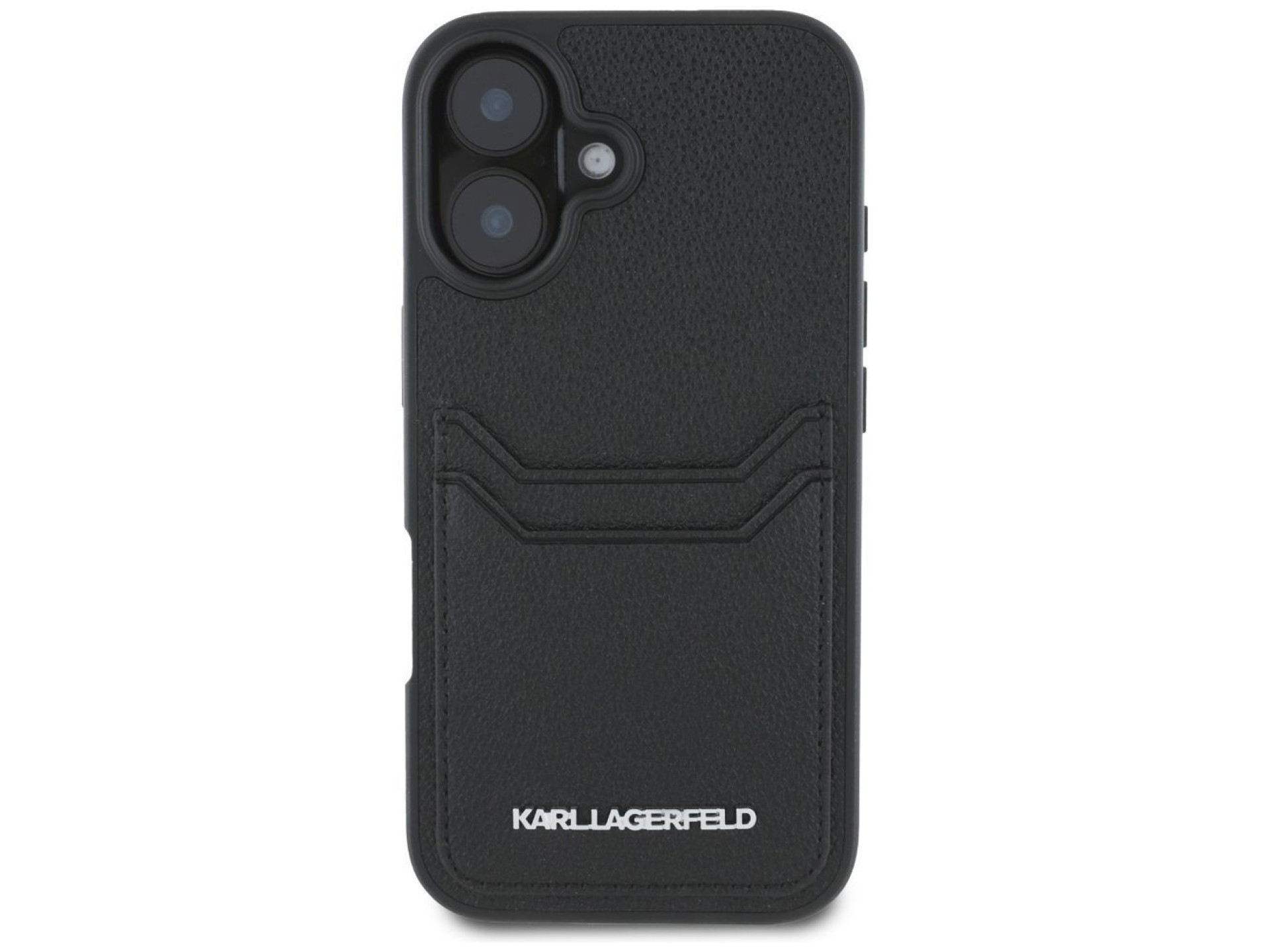 Karl Lagerfeld HC Grained PU Cardslot Metal Elong iPhone 16 Case - Black