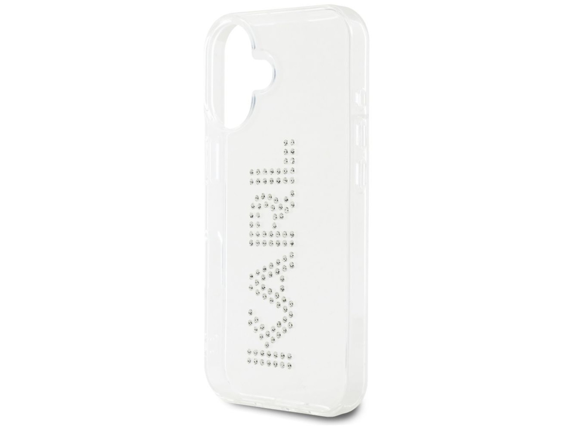 Capa para iPhone 16 com o logotipo Karl Lagerfeld IML em strass - Transparente