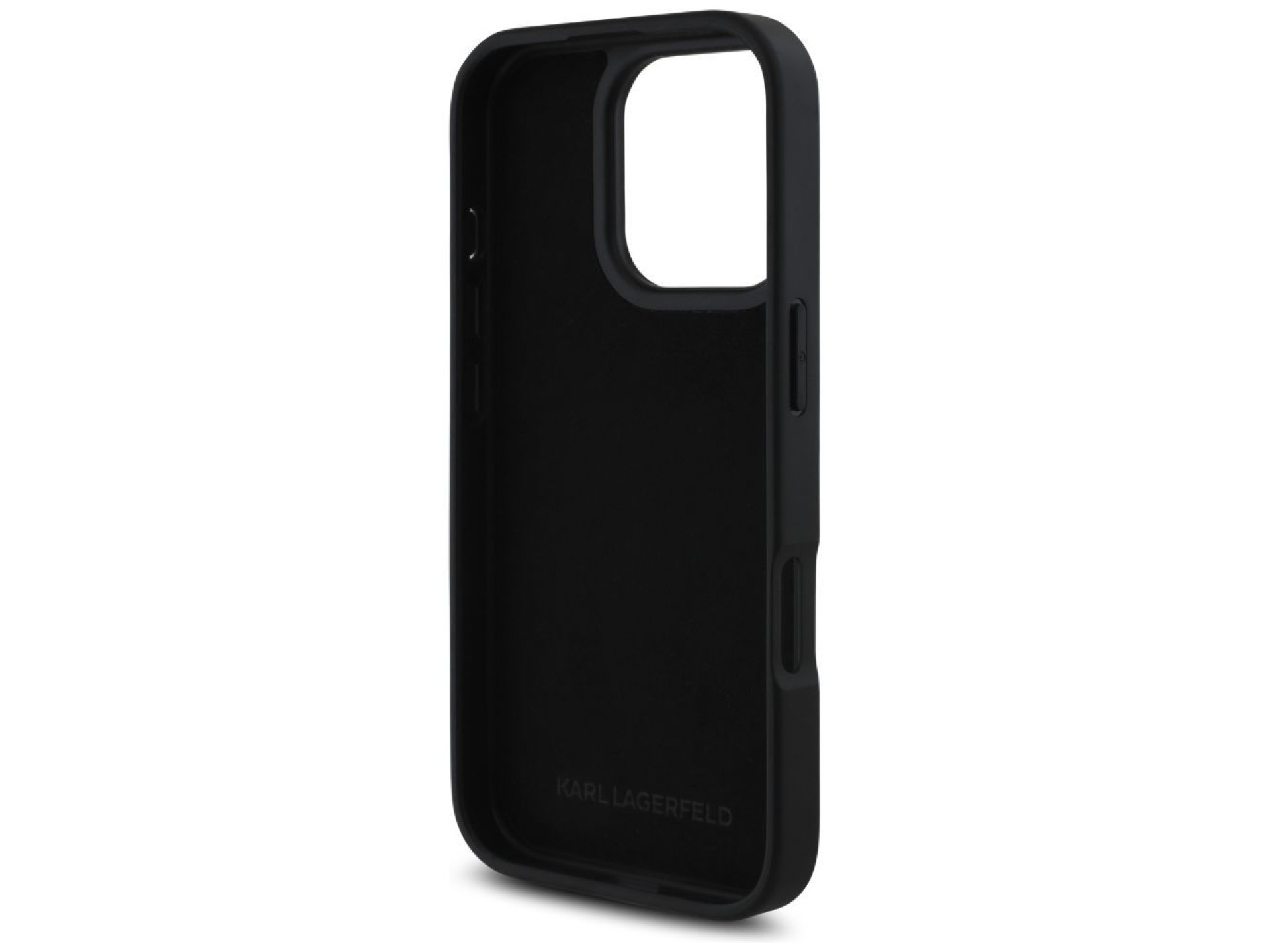 Karl Lagerfeld HC Grained PU Cardslot Metal Elong iPhone 16 Pro Case - Black