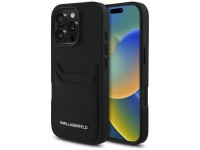 Karl Lagerfeld HC Grained PU Cardslot Metal Elong iPhone 16 Pro Case - Black Karl Lagerfeld HC Grained PU Cardslot Metal Elong iPhone 16 Pro Case - Black