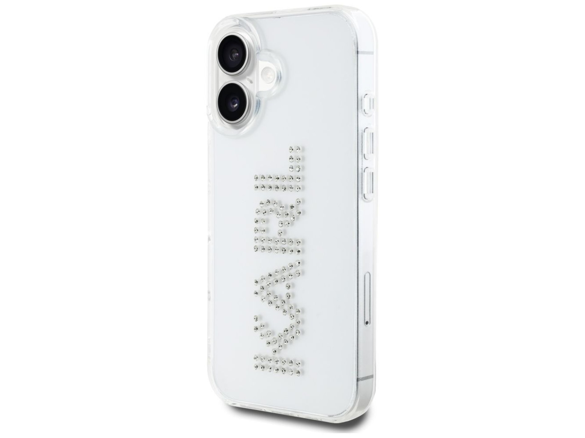 Capa para iPhone 16 com o logotipo Karl Lagerfeld IML em strass - Transparente