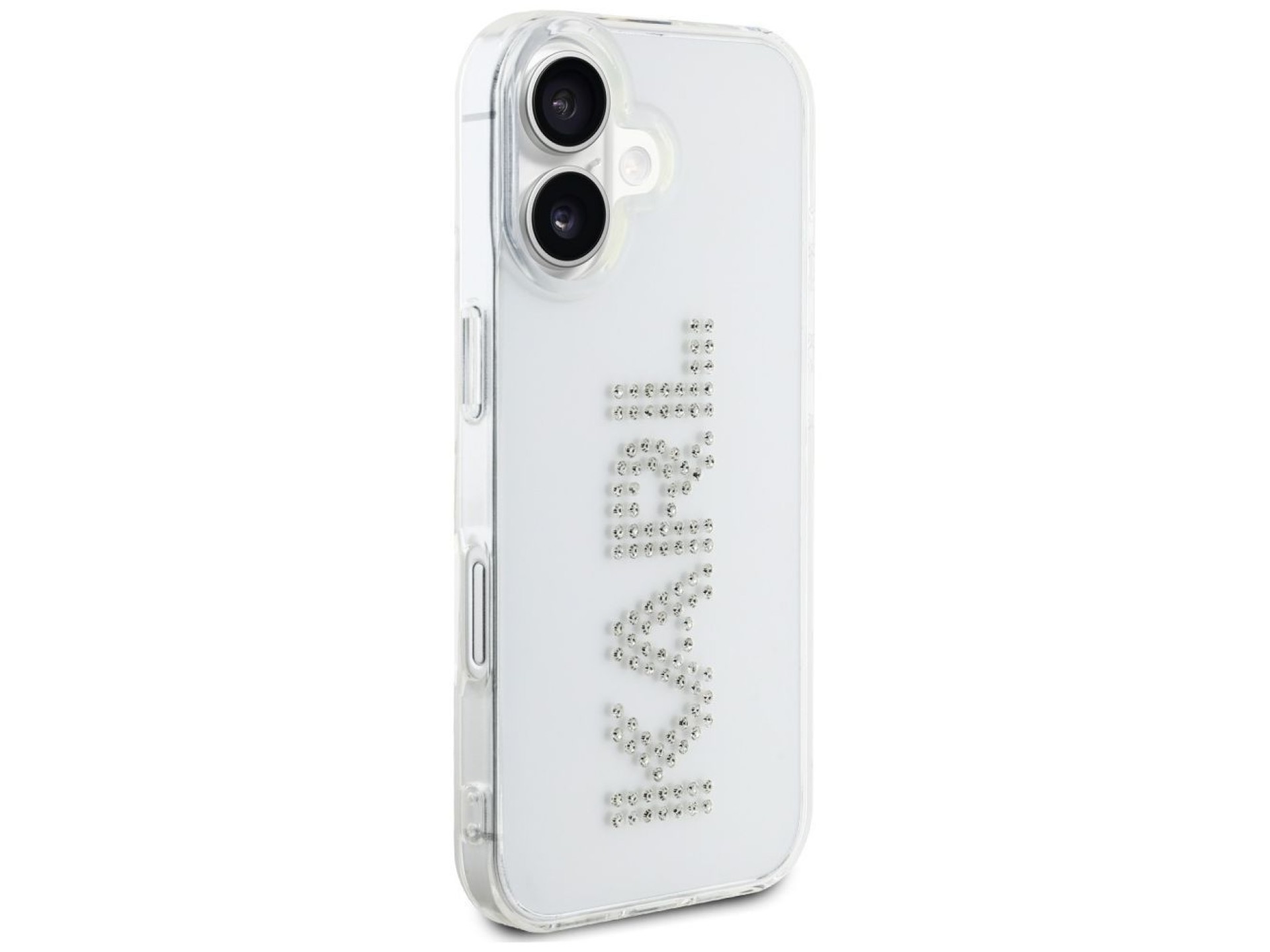 Capa para iPhone 16 com o logotipo Karl Lagerfeld IML em strass - Transparente