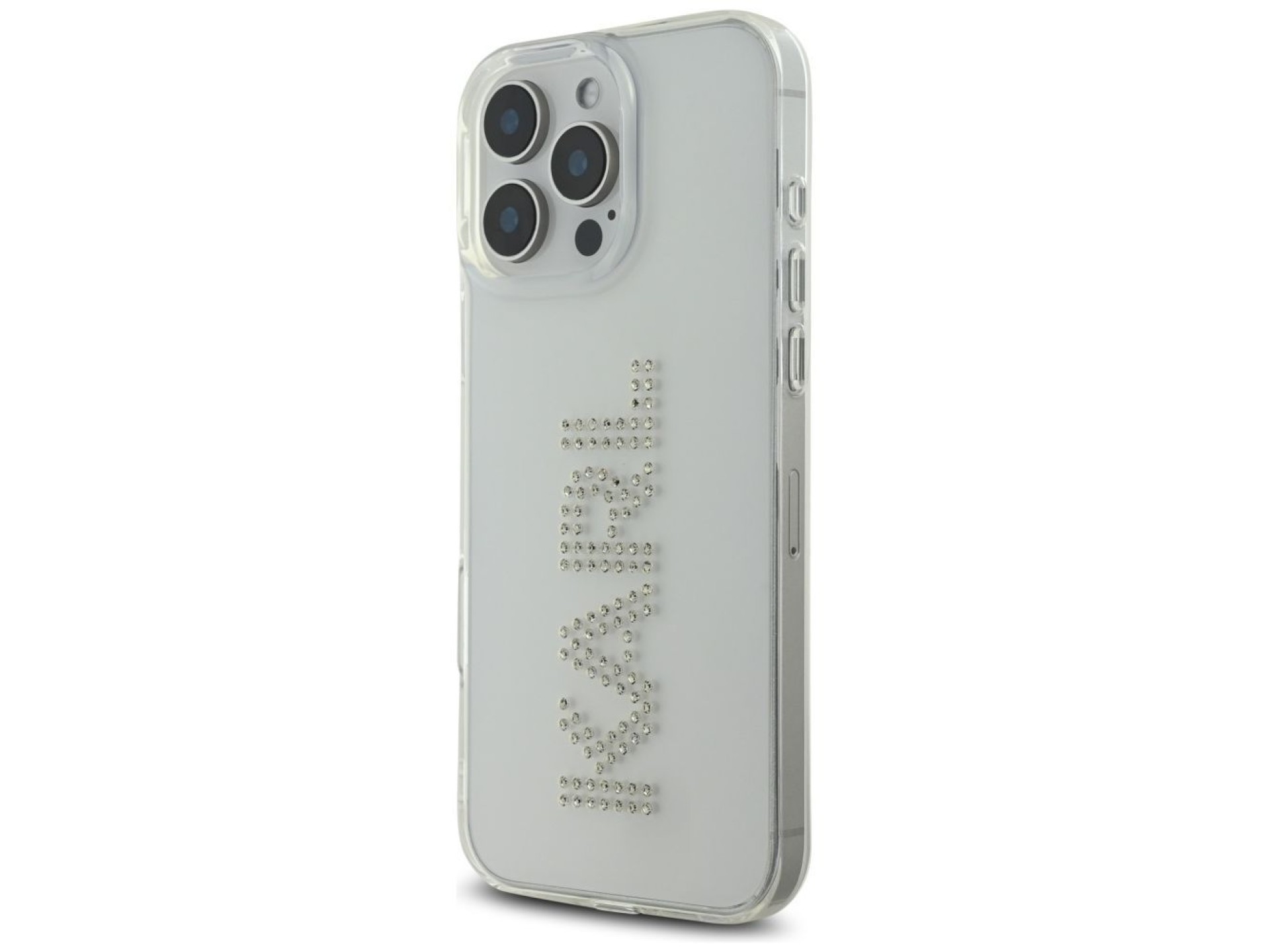 Capa para iPhone 16 Pro com o logotipo Karl Lagerfeld IML em strass - Transparente