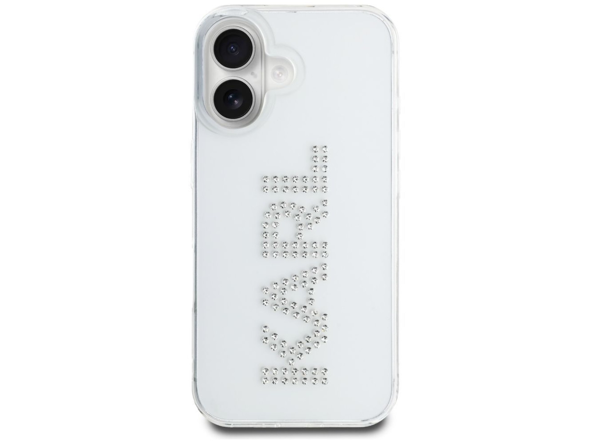 Capa para iPhone 16 com o logotipo Karl Lagerfeld IML em strass - Transparente