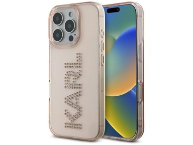 Karl Lagerfeld IML Rhinestones Logo iPhone 16 Pro Case - Pink Karl Lagerfeld IML Rhinestones Logo iPhone 16 Pro Case - Pink