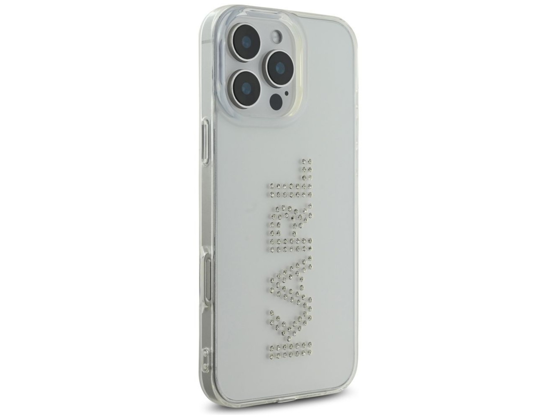Capa para iPhone 16 Pro com o logotipo Karl Lagerfeld IML em strass - Transparente