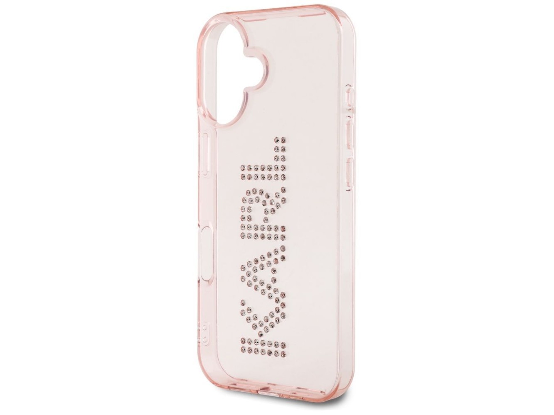 Funda para iPhone 16 Karl Lagerfeld IML con logotipo de diamantes de imitación - Rosa