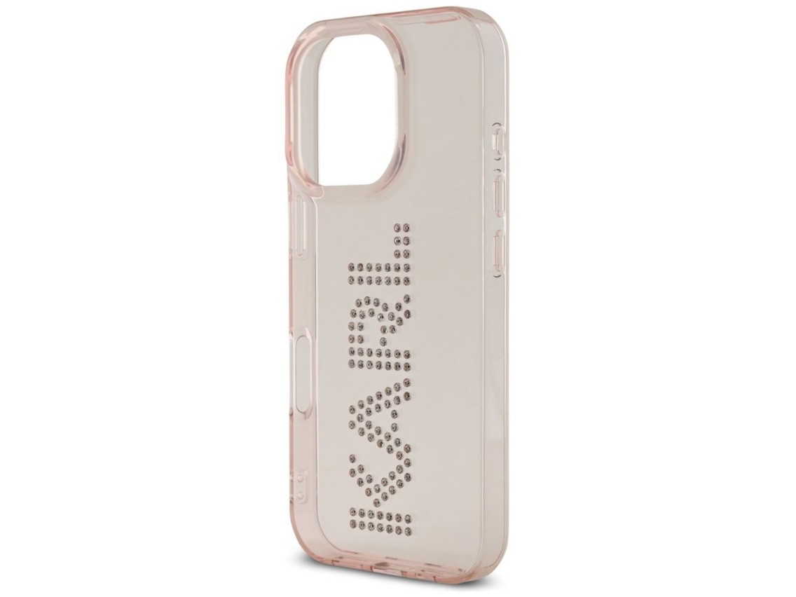 Karl Lagerfeld IML Rhinestones Logo iPhone 16 Pro Case - Pink
