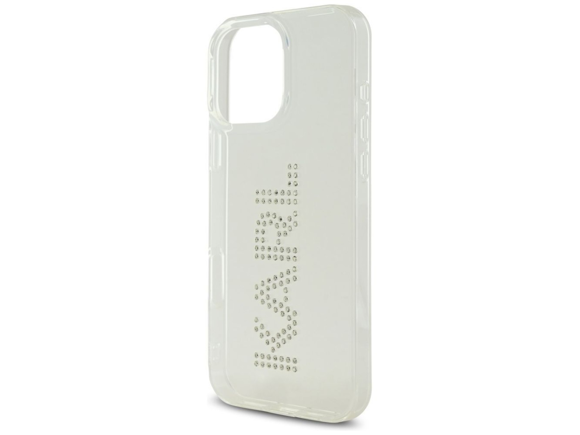 Capa para iPhone 16 Pro com o logotipo Karl Lagerfeld IML em strass - Transparente